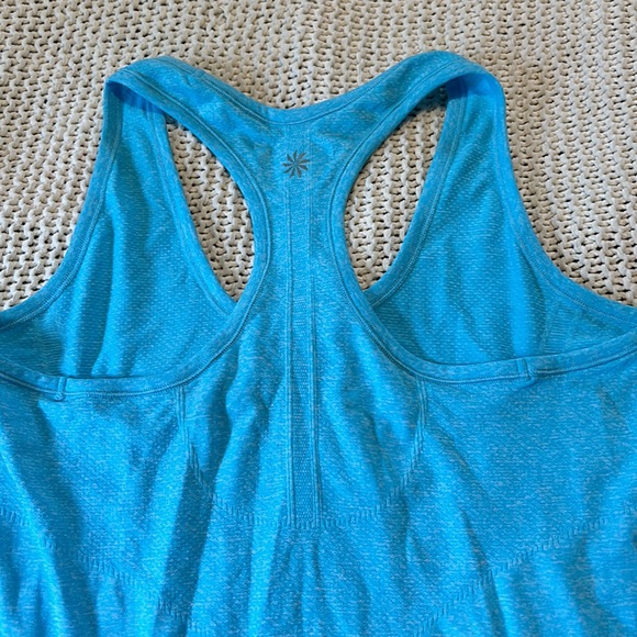 Athleta Ruched Racer Back Athletic Tank Blue Size Large - Picture 6 of 6